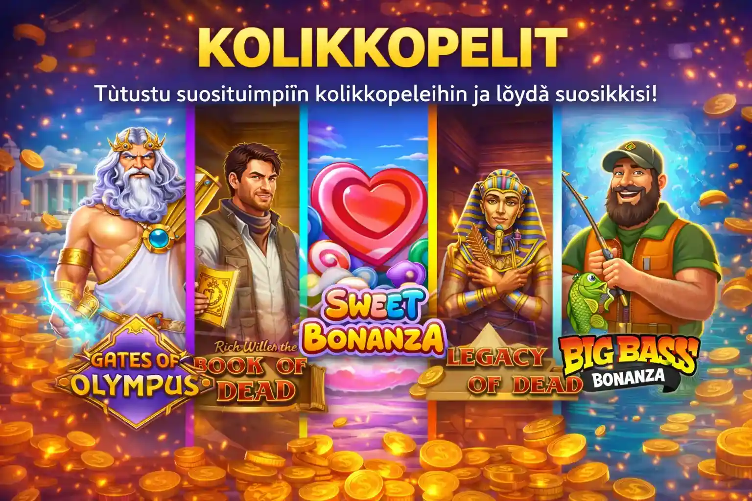 Suosituimmat kolikkopelit kultakolikoilla ja pelihahmoilla